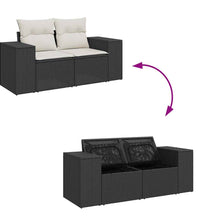 10-tlg. Garten-Sofagarnitur mit Kissen Schwarz Poly Rattan