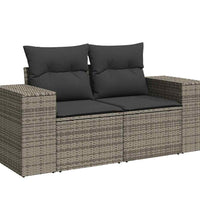 10-tlg. Garten-Sofagarnitur mit Kissen Grau Poly Rattan