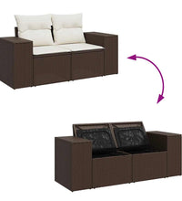 10-tlg. Garten-Sofagarnitur mit Kissen Braun Poly Rattan