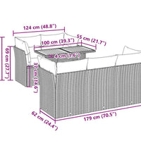 6-tlg. Garten-Sofagarnitur mit Kissen Grau Poly Rattan