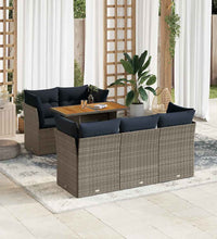 6-tlg. Garten-Sofagarnitur mit Kissen Grau Poly Rattan