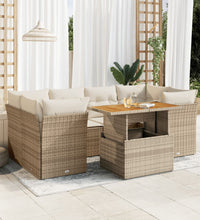7-tlg. Garten-Sofagarnitur mit Kissen Beige Poly Rattan