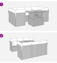 7-tlg. Garten-Sofagarnitur mit Kissen Beige Poly Rattan