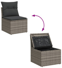 10-tlg. Garten-Sofagarnitur mit Kissen Grau Poly Rattan