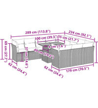 11-tlg. Garten-Sofagarnitur mit Kissen Beige Poly Rattan