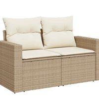 7-tlg. Garten-Sofagarnitur mit Kissen Beige Poly Rattan