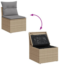 10-tlg. Garten-Sofagarnitur mit Kissen Beige Poly Rattan