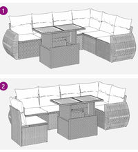 7-tlg. Garten-Sofagarnitur mit Kissen Beige Poly Rattan