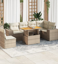 7-tlg. Garten-Sofagarnitur mit Kissen Beige Poly Rattan