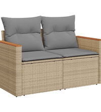 7-tlg. Garten-Sofagarnitur mit Kissen Beige Poly Rattan Akazie