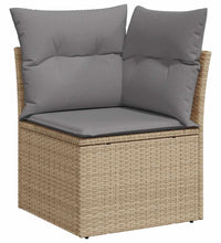 7-tlg. Garten-Sofagarnitur mit Kissen Beige Poly Rattan Akazie
