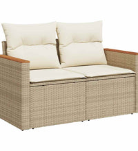 7-tlg. Garten-Sofagarnitur mit Kissen Beige Poly Rattan Akazie