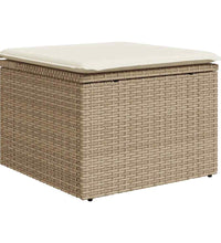 7-tlg. Garten-Sofagarnitur mit Kissen Beige Poly Rattan Akazie