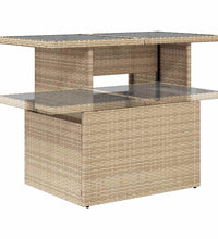 7-tlg. Garten-Sofagarnitur mit Kissen Beige Poly Rattan Akazie