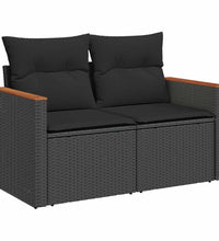 10-tlg. Garten-Sofagarnitur mit Kissen Schwarz Poly Rattan
