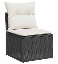 10-tlg. Garten-Sofagarnitur mit Kissen Schwarz Poly Rattan