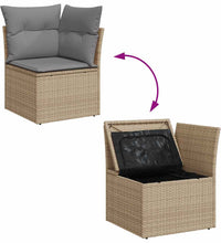 7-tlg. Garten-Sofagarnitur mit Kissen Beige Poly Rattan Akazie