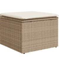 7-tlg. Garten-Sofagarnitur mit Kissen Beige Poly Rattan Akazie