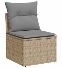 7-tlg. Garten-Sofagarnitur mit Kissen Beige Poly Rattan Akazie