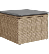 7-tlg. Garten-Sofagarnitur mit Kissen Beige Poly Rattan Akazie