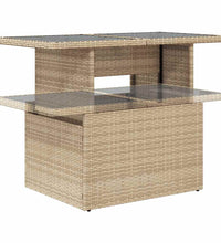 7-tlg. Garten-Sofagarnitur mit Kissen Beige Poly Rattan Akazie