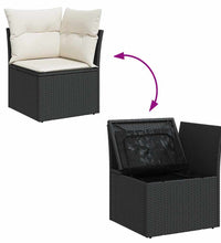 10-tlg. Garten-Sofagarnitur mit Kissen Schwarz Poly Rattan