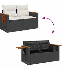 10-tlg. Garten-Sofagarnitur mit Kissen Schwarz Poly Rattan