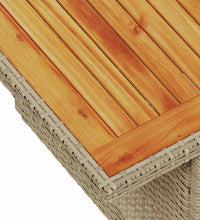 7-tlg. Garten-Sofagarnitur mit Kissen Beige Poly Rattan Akazie