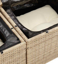 7-tlg. Garten-Sofagarnitur mit Kissen Beige Poly Rattan Akazie