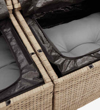 7-tlg. Garten-Sofagarnitur mit Kissen Beige Poly Rattan Akazie