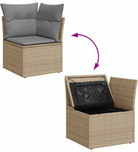 7-tlg. Garten-Sofagarnitur mit Kissen Beige Poly Rattan Akazie