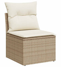 7-tlg. Garten-Sofagarnitur mit Kissen Beige Poly Rattan Akazie
