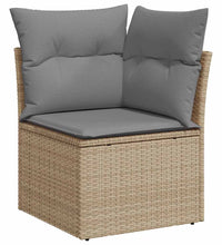 7-tlg. Garten-Sofagarnitur mit Kissen Beige Poly Rattan Akazie