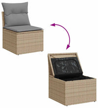 7-tlg. Garten-Sofagarnitur mit Kissen Beige Poly Rattan Akazie
