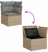 7-tlg. Garten-Sofagarnitur mit Kissen Beige Poly Rattan Akazie
