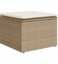 7-tlg. Garten-Sofagarnitur mit Kissen Beige Poly Rattan Akazie