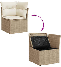 7-tlg. Garten-Sofagarnitur mit Kissen Beige Poly Rattan Akazie
