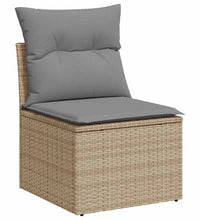 7-tlg. Garten-Sofagarnitur mit Kissen Beige Poly Rattan Akazie