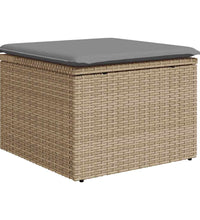 7-tlg. Garten-Sofagarnitur mit Kissen Beige Poly Rattan Akazie