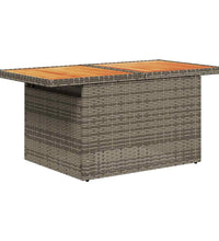 10-tlg. Garten-Sofagarnitur mit Kissen Grau Poly Rattan Akazie