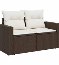7-tlg. Garten-Sofagarnitur mit Kissen Braun Poly Rattan