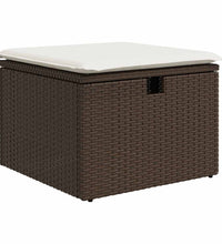 7-tlg. Garten-Sofagarnitur mit Kissen Braun Poly Rattan