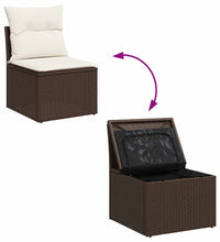 7-tlg. Garten-Sofagarnitur mit Kissen Braun Poly Rattan