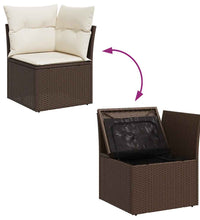 7-tlg. Garten-Sofagarnitur mit Kissen Braun Poly Rattan