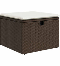 7-tlg. Garten-Sofagarnitur mit Kissen Braun Poly Rattan