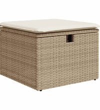 7-tlg. Garten-Sofagarnitur mit Kissen Beige Poly Rattan Akazie