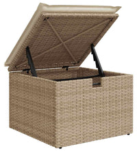 7-tlg. Garten-Sofagarnitur mit Kissen Beige Poly Rattan Akazie