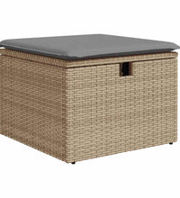 7-tlg. Garten-Sofagarnitur mit Kissen Beige Poly Rattan Akazie