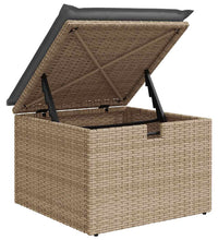 7-tlg. Garten-Sofagarnitur mit Kissen Beige Poly Rattan Akazie