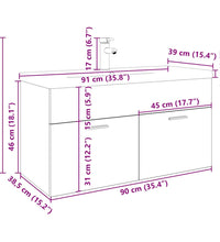 Waschbeckenunterschrank mit Einbaubecken Altholz-Optik